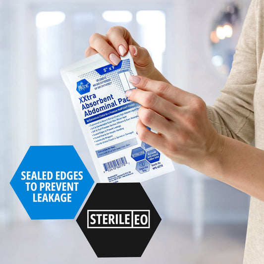 5" × 9" Extra Absorbent Sterile Abdominal ABD Pads – Individually Wrapped, 50ct