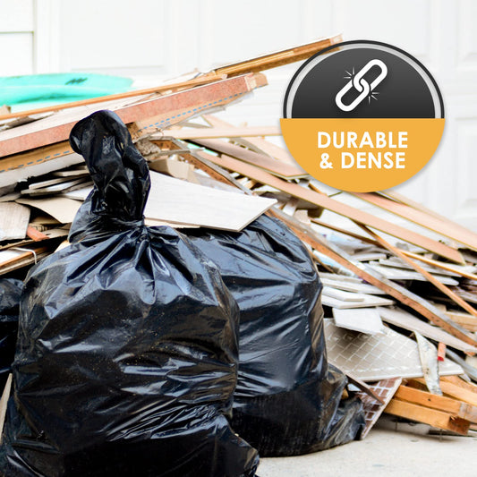 42 Gallon Heavy-Duty Contractor Trash Bags – Tear-Resistant, Black, 20 Pack