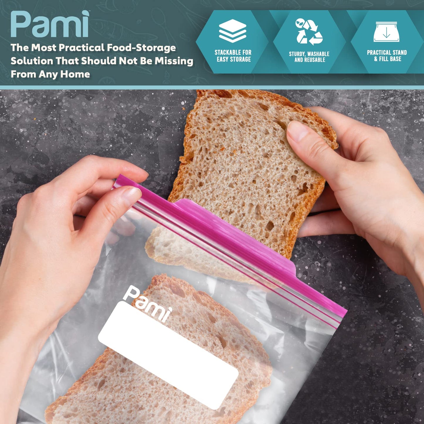 Quart Size Double Zip Storage Bags, Expandable Bottom - Pack of 75