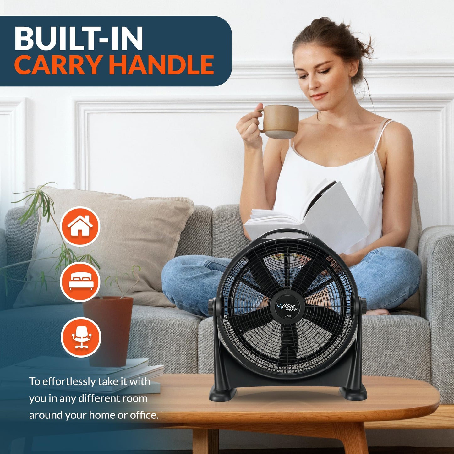 20” High Velocity Floor Fan Turbo 3 Speed Portable