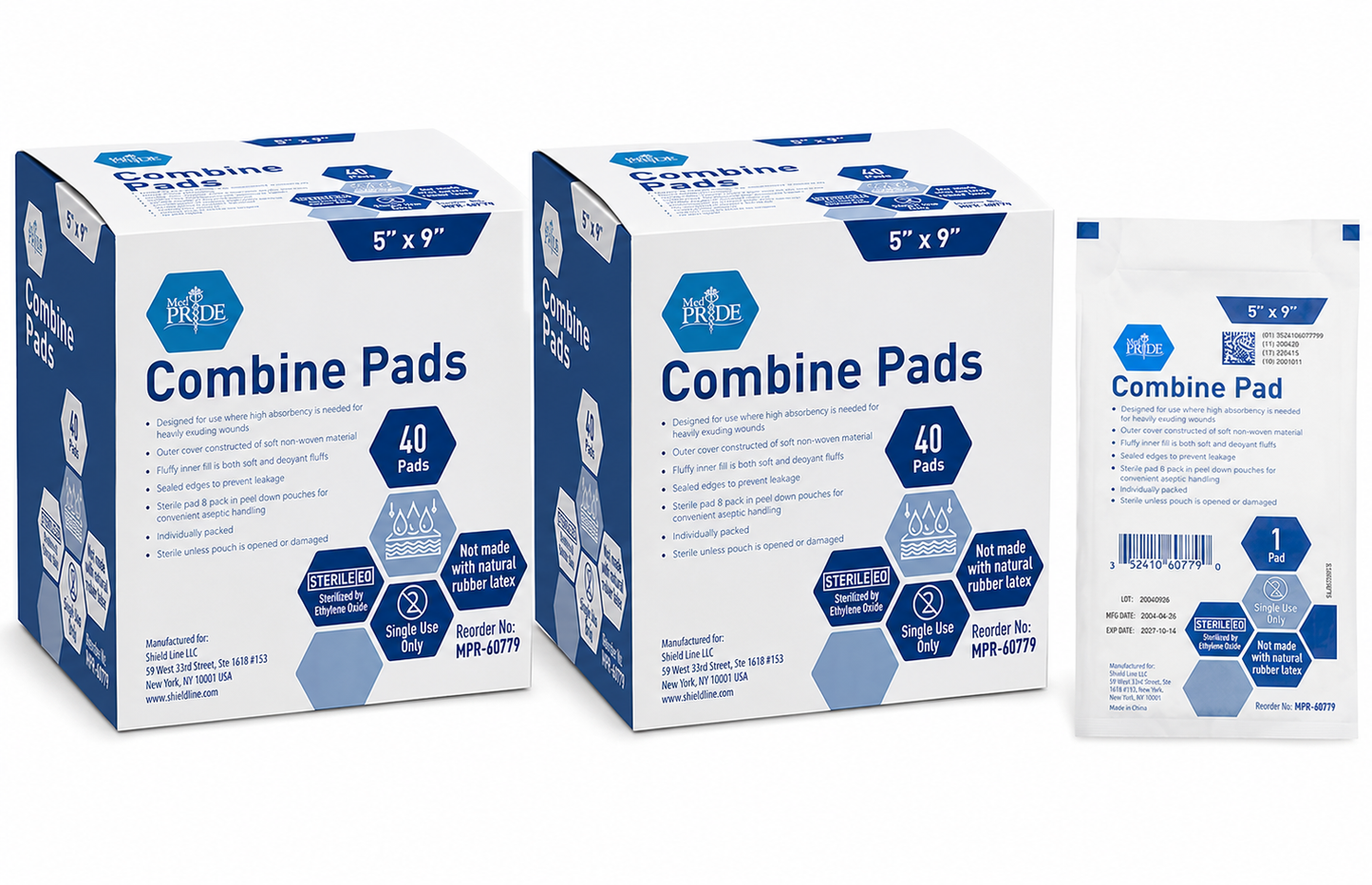 5” x 9” Sterile Combine ABD Pads – Individually Wrapped