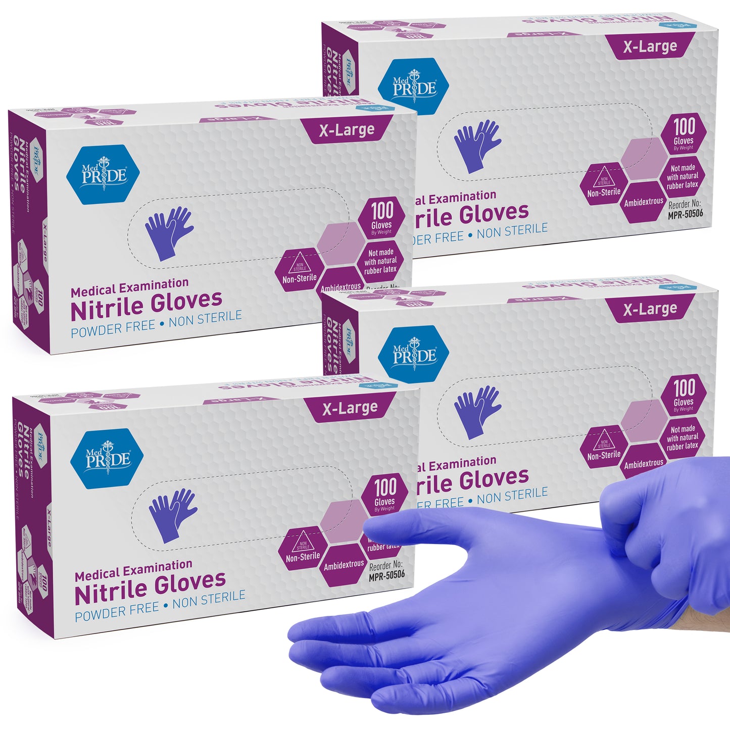 Blue Nitrile Medical Examination Gloves – Powder-Free - 100ct Box