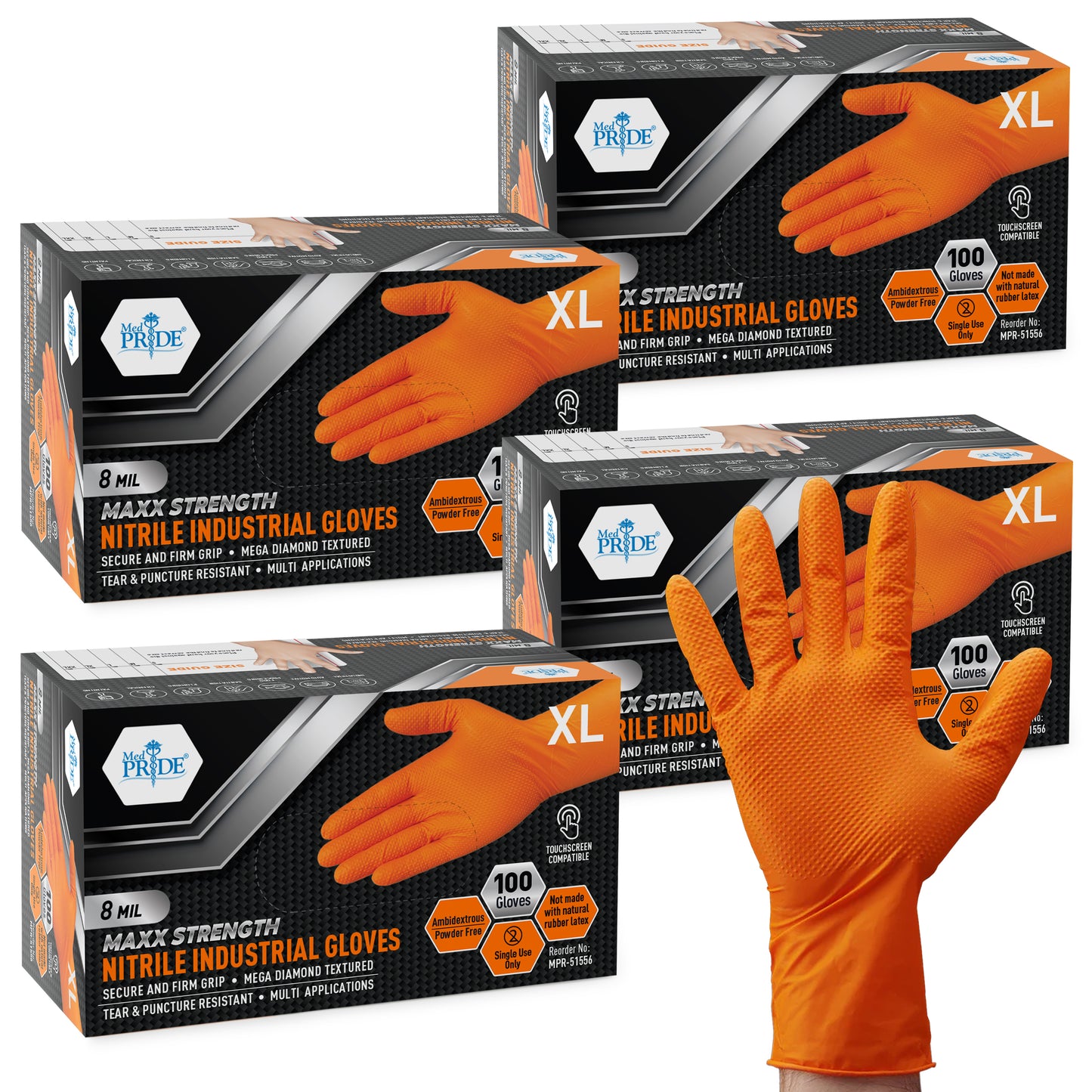 8 Mil Nitrile Exam Gloves Maxx Strength – Orange
