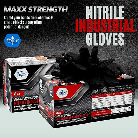 8 Mil Nitrile Gloves - Maxx Strength – Black