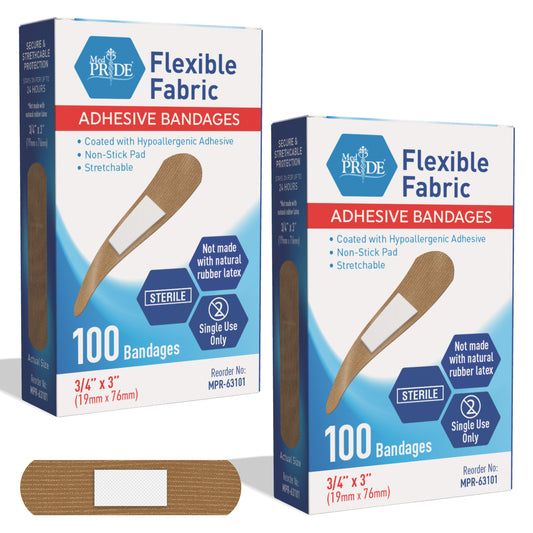 Sterile Flexible Fabric Adhesive Bandages – 100 Count