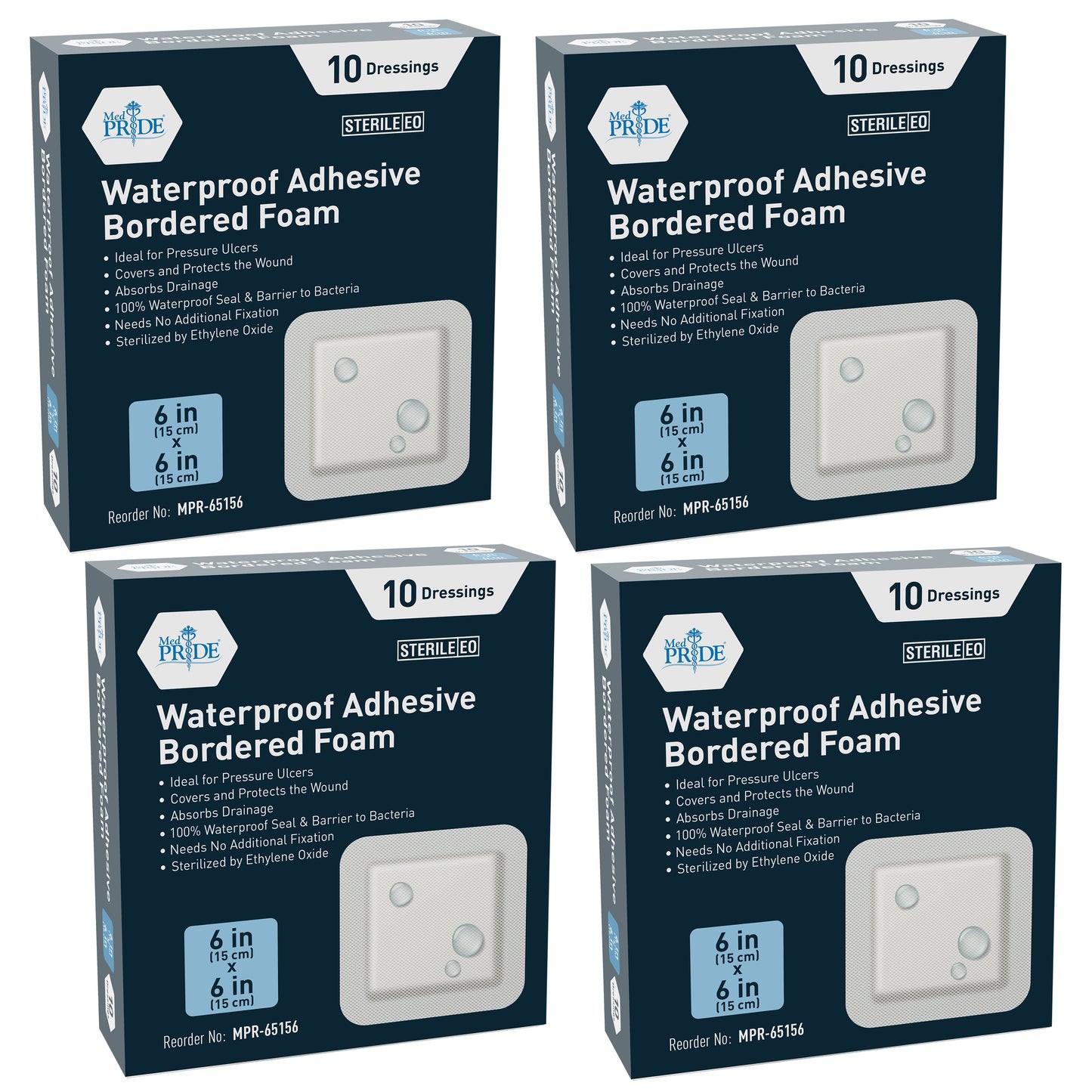 Sterile Waterproof Silicone Foam Dressing with Adhesive Border - Pack of 10