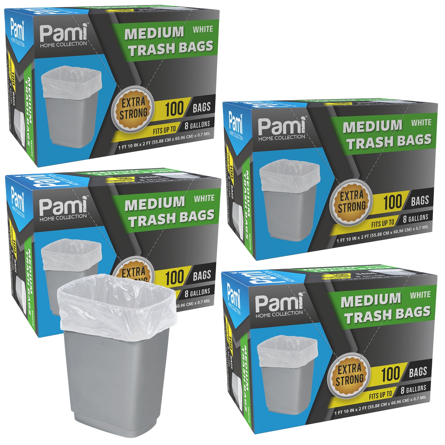 Medium 8-Gallon Trash Bags White – Box of 100ct