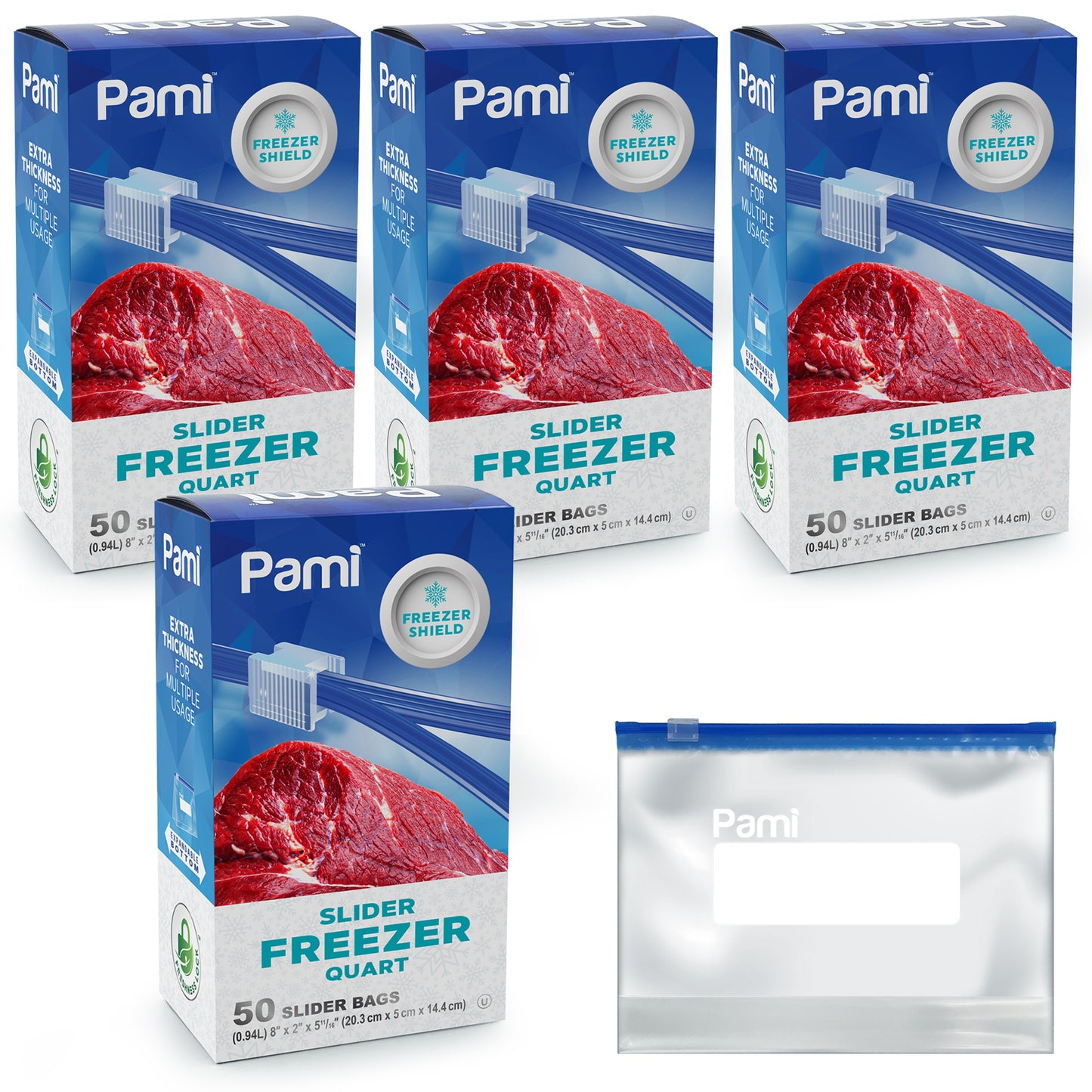 Quart Size Freezer Slider Bags - Pack of 50