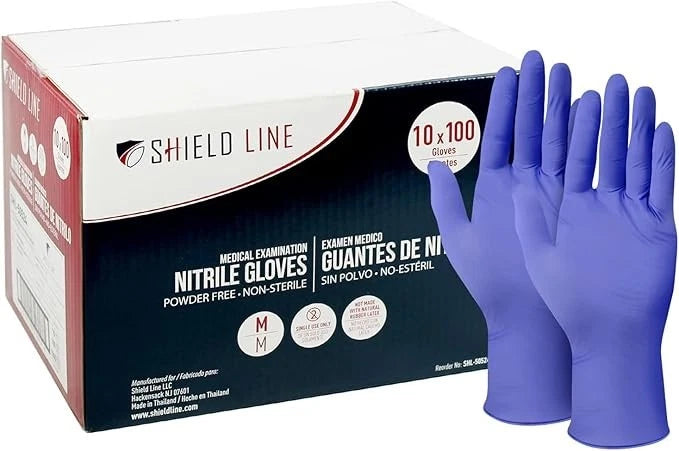 SHIELD LINE Blue Nitrile Medical Exam Gloves - Case of 1000ct