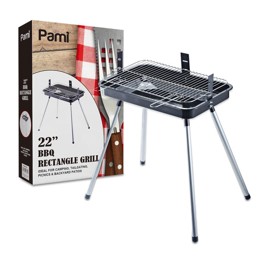 22" Charcoal BBQ Grill Portable Outdoor Rectangle w/ Stand