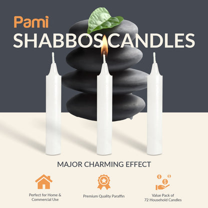 Shabbat Household Candle Sticks, 3-Hour Burn - 72 Pack