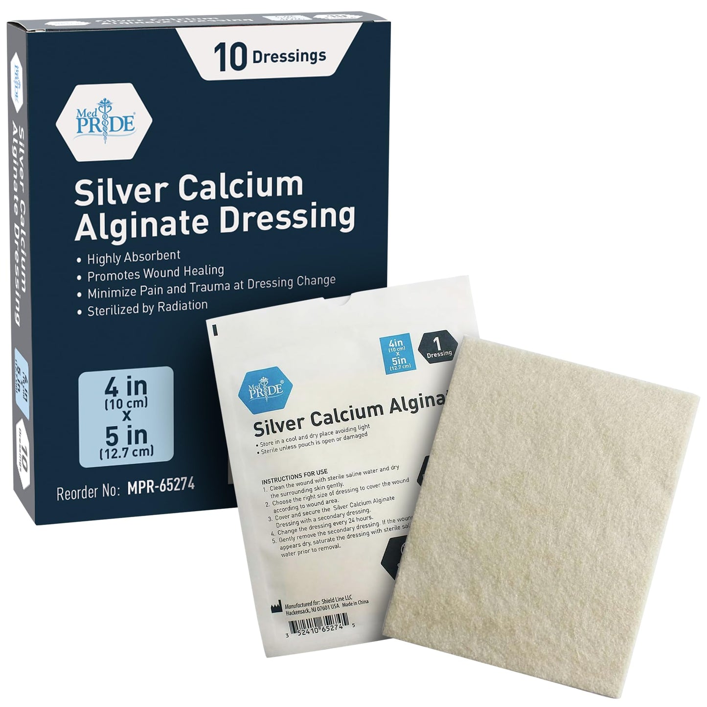 Silver Calcium Alginate Wound Dressing Pads – Antimicrobial, Sterile