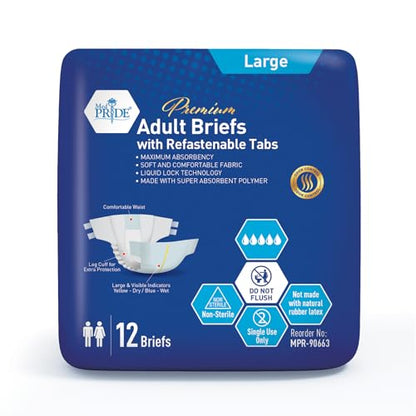 Premium Max Absorbency Adult Incontinence Briefs with Refastenable Tabs