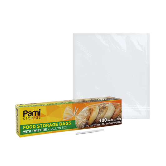 Gallon Size Twist Tie Food Storage Bags - Pack of 100