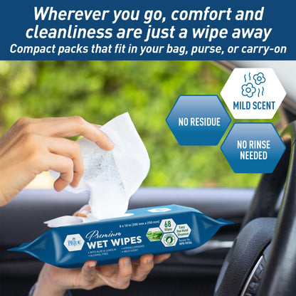 XL Premium Wet Wipes – 8" × 10", Aloe & Lanolin, Alcohol-Free