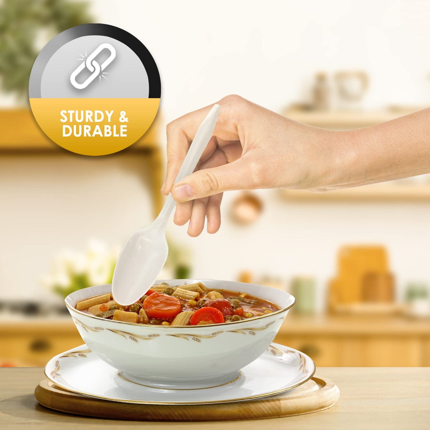 Medium-Weight Disposable Plastic Silverware – White Utensils, 1000-Pack