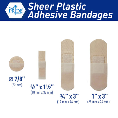 Sheer Plastic Adhesive Bandages – Sterile, Hypoallergenic, 100ct
