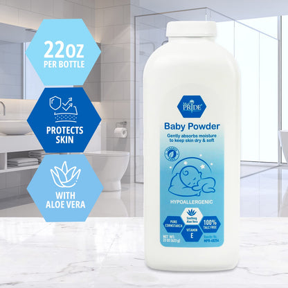 Baby Powder – Cornstarch with Aloe Vera & Vitamin E, 22 oz