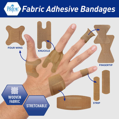 Sterile Fabric Fingertip & Knuckle Adhesive Bandages – 100ct