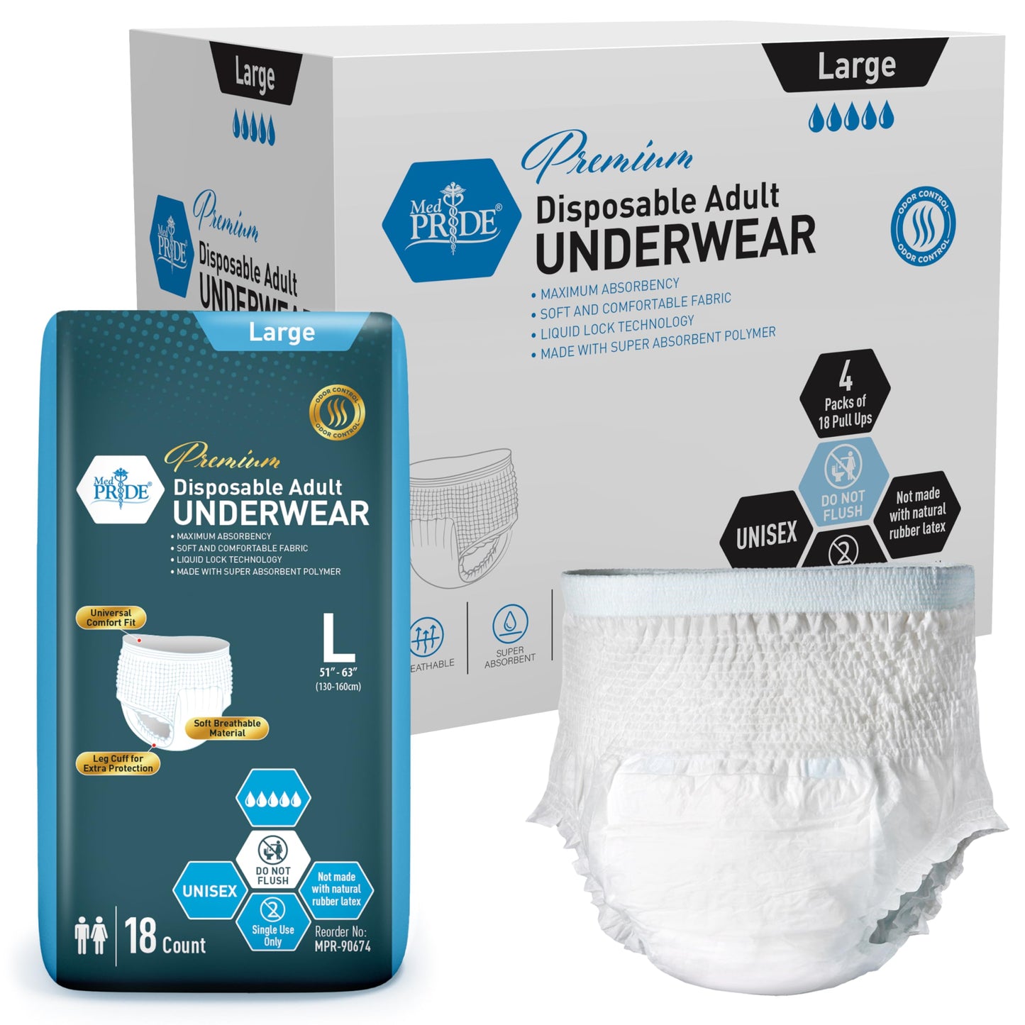 Premium Disposable Adult Underwear – Unisex, Maximum Absorbency