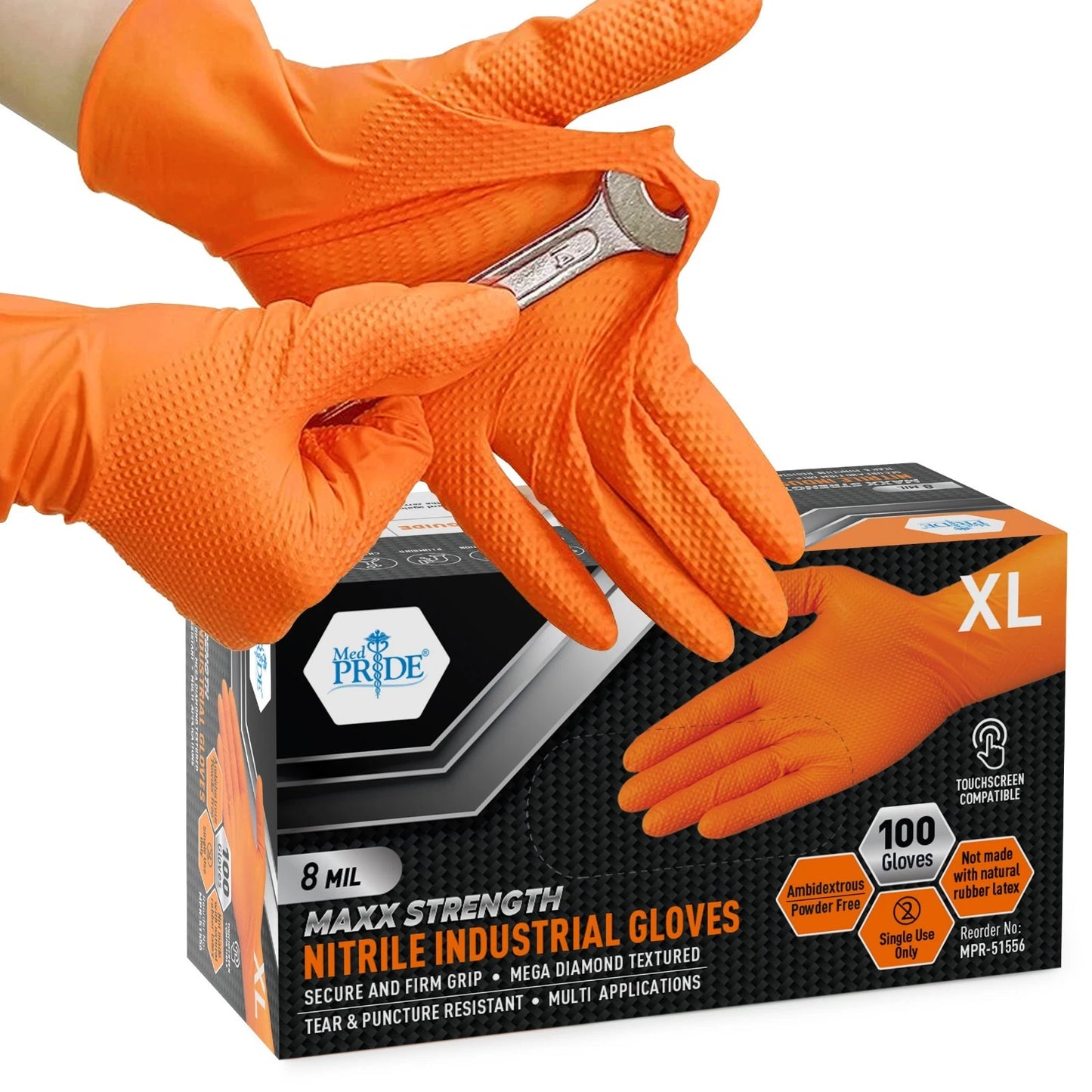8 Mil Nitrile Exam Gloves Maxx Strength – Orange