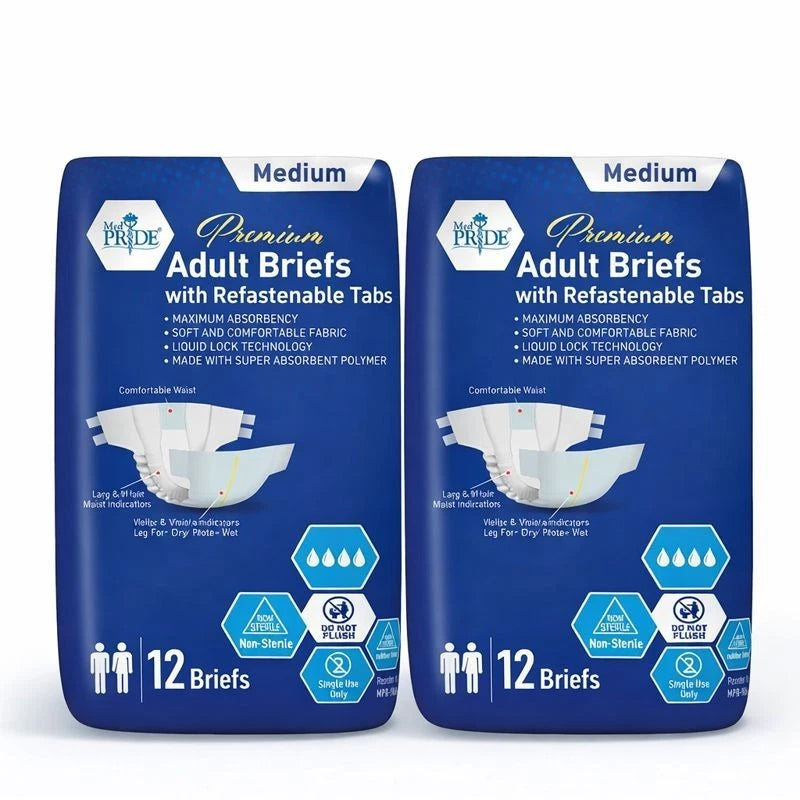 Premium Max Absorbency Adult Incontinence Briefs with Refastenable Tabs