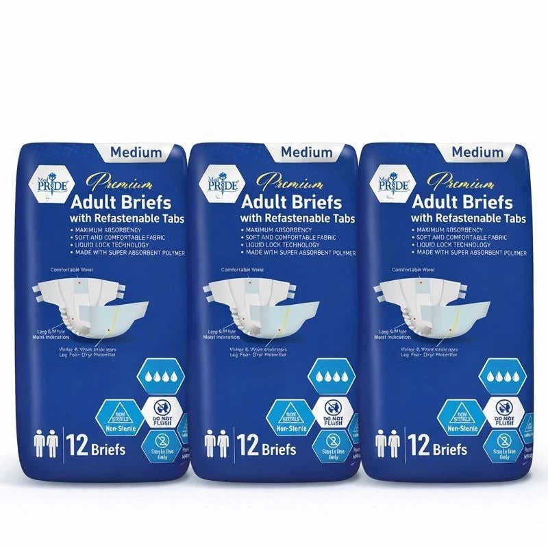 Premium Max Absorbency Adult Incontinence Briefs with Refastenable Tabs