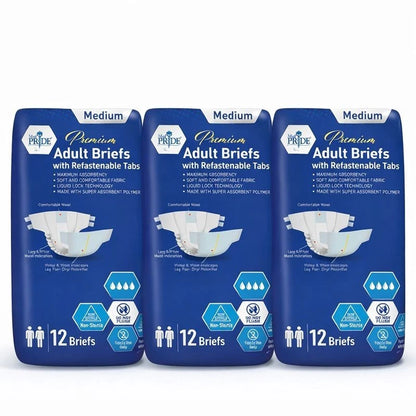 Premium Max Absorbency Adult Incontinence Briefs with Refastenable Tabs