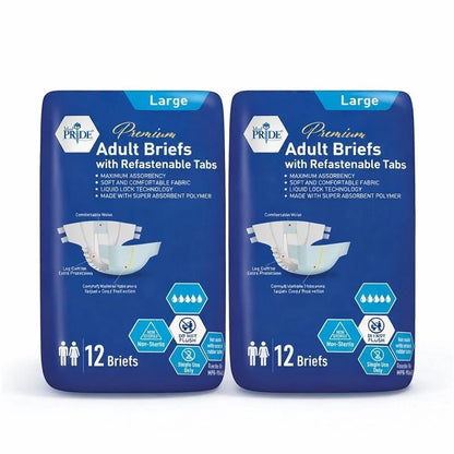 Premium Max Absorbency Adult Incontinence Briefs with Refastenable Tabs