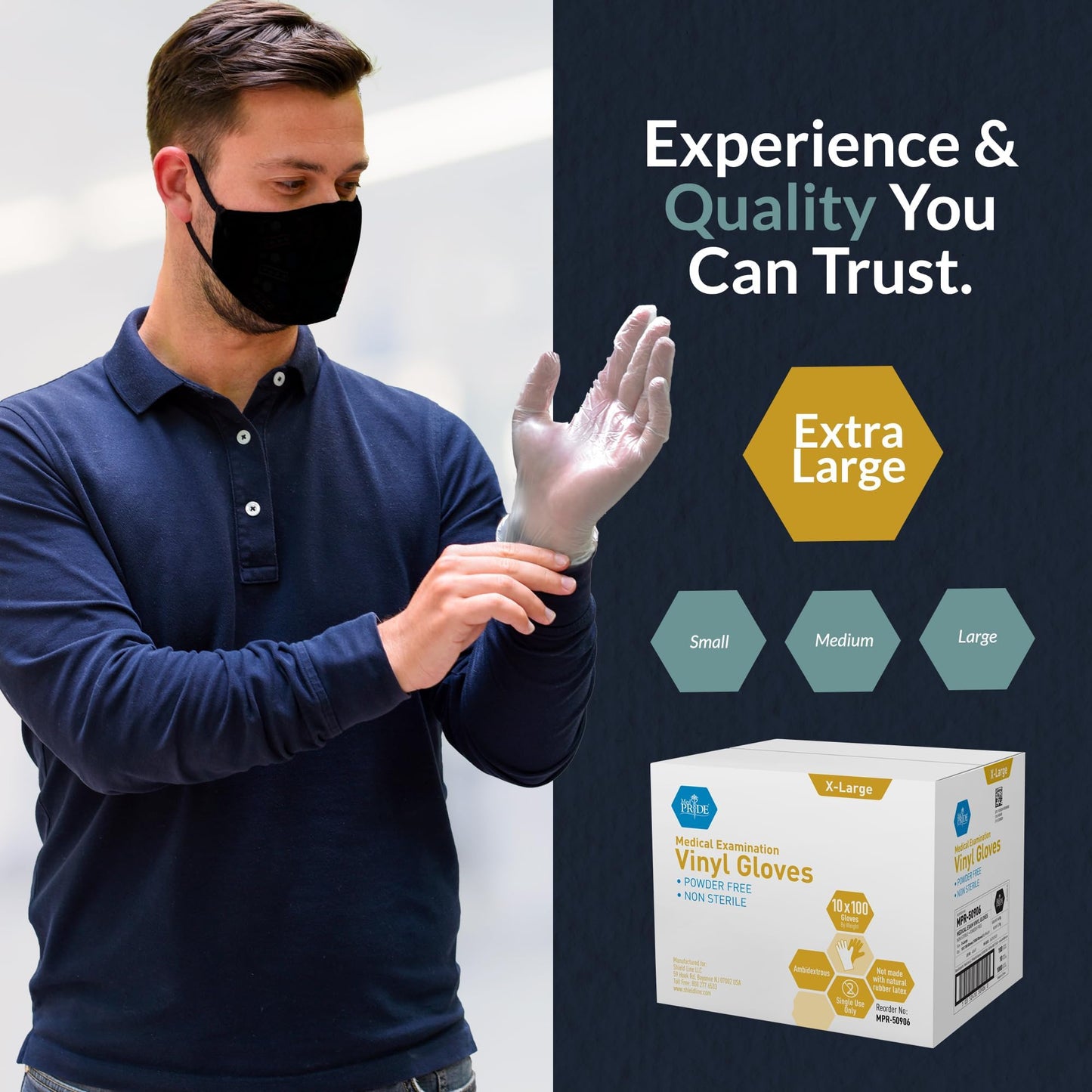 Disposable Vinyl Exam Gloves XL 1000ct Latex Free Powder Free Clear