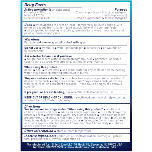 Menthol Camphor Chest Rub – Cough Suppressant & Topical Analgesic Ointment - 4 oz