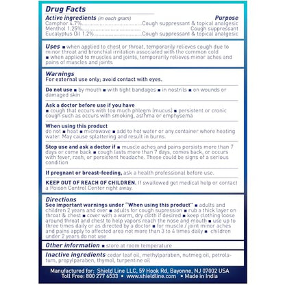 Menthol Camphor Chest Rub – Cough Suppressant & Topical Analgesic Ointment - 4 oz