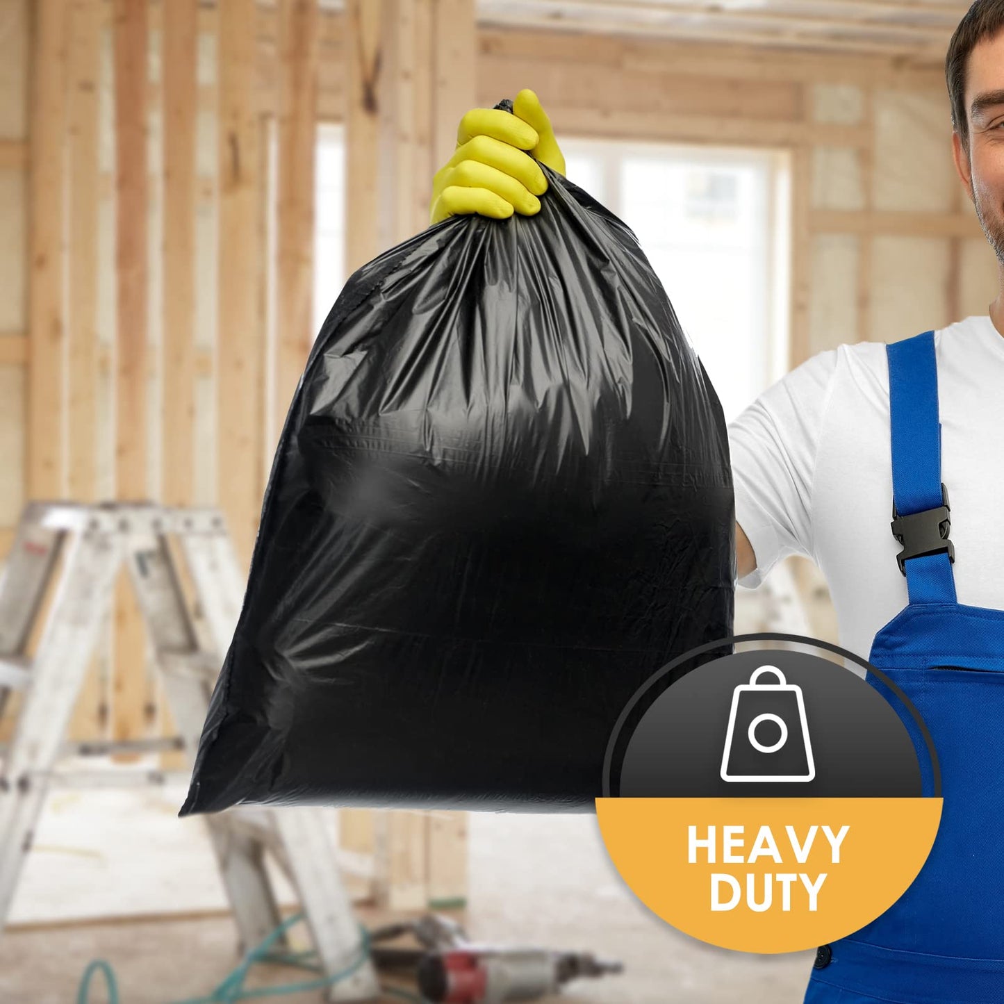 42 Gallon Heavy-Duty Contractor Trash Bags – Tear-Resistant, Black, 10 Pack