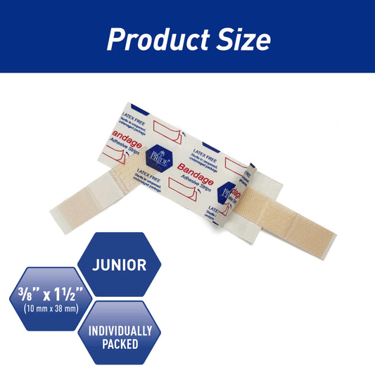 Sheer Strip Plastic Adhesive Finger Bandages – 3/8" × 1.5", 100ct