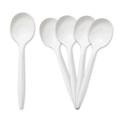 Medium-Weight Disposable Plastic Utensils – White Forks, Spoons & Knives 400-Pack