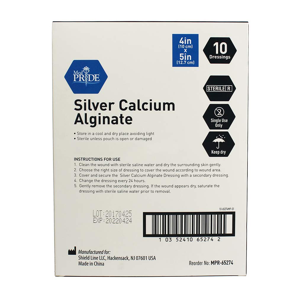 Silver Calcium Alginate Wound Dressing Pads – Antimicrobial, Sterile