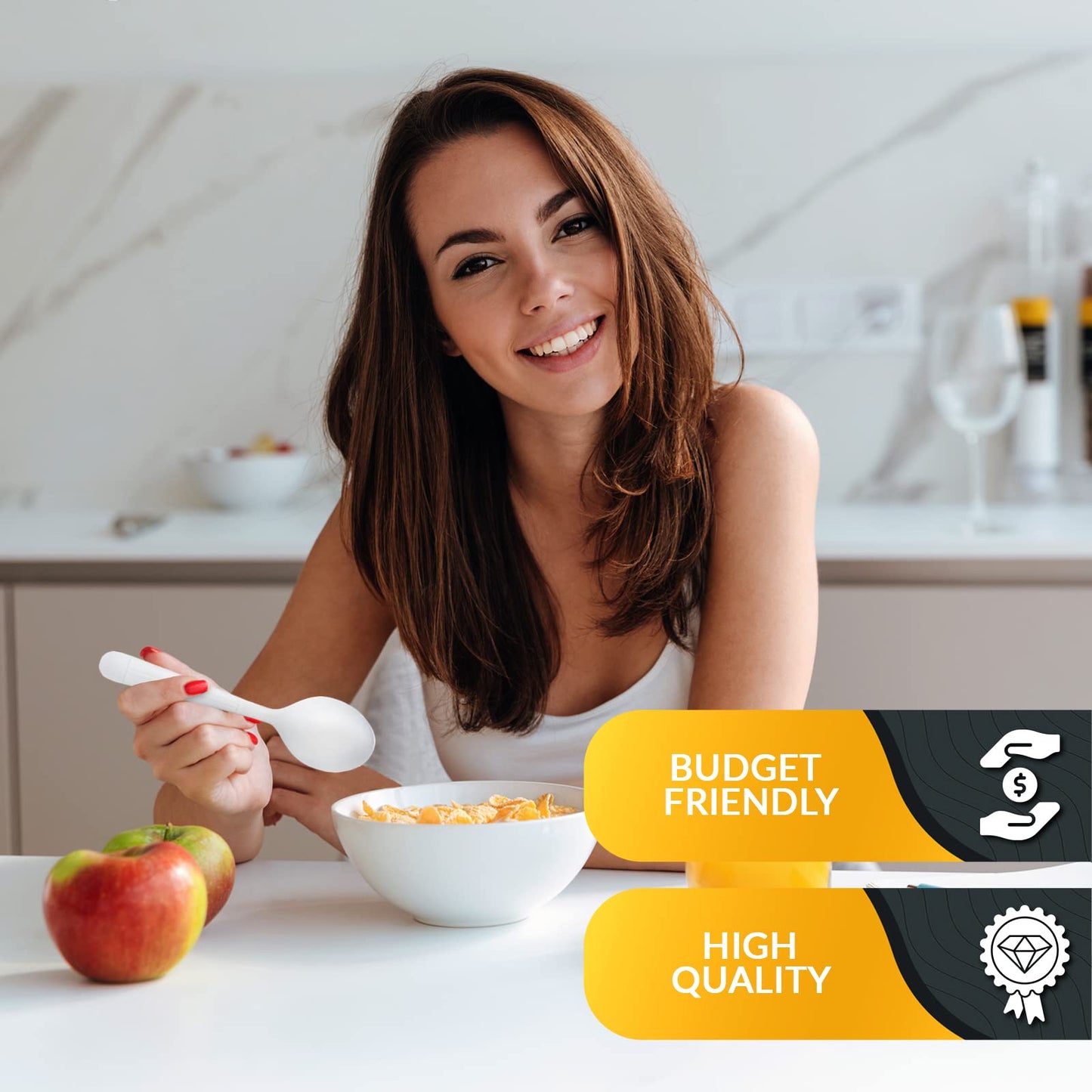 Heavy-Weight Disposable Plastic Silverware – White Utensils, 200-Pack