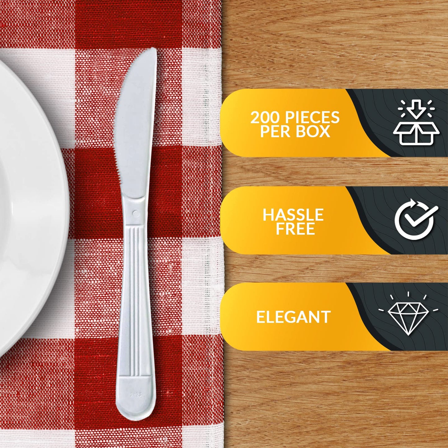 Heavy-Weight Disposable Plastic Silverware – White Utensils, 200-Pack