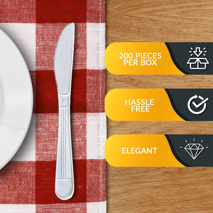 Heavy-Weight Disposable Plastic Silverware – White Utensils, 200-Pack