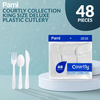 Heavy-Weight White Disposable Plastic Cutlery 50-Pack