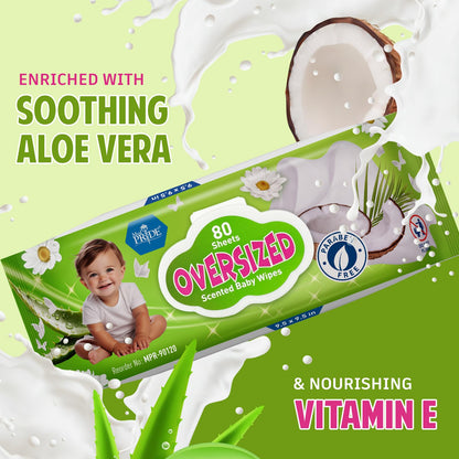 Oversized Scented Alcohol-Free Baby Wipes – 9.5" × 9.5"
