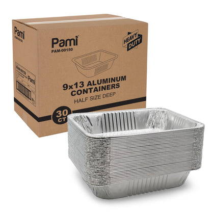 9" x 13" Aluminum Foil Containers – 30 Half-Size Deep Baking Pans