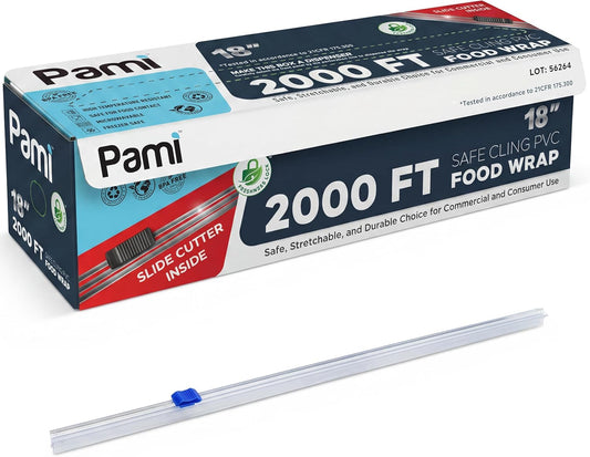 Plastic Cling PVC Food Wrap 2000 FT With Slide Cutter