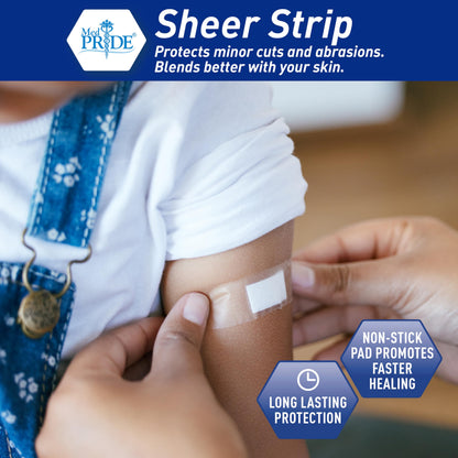 Sheer Plastic Adhesive Bandages – Sterile, Hypoallergenic, 100ct