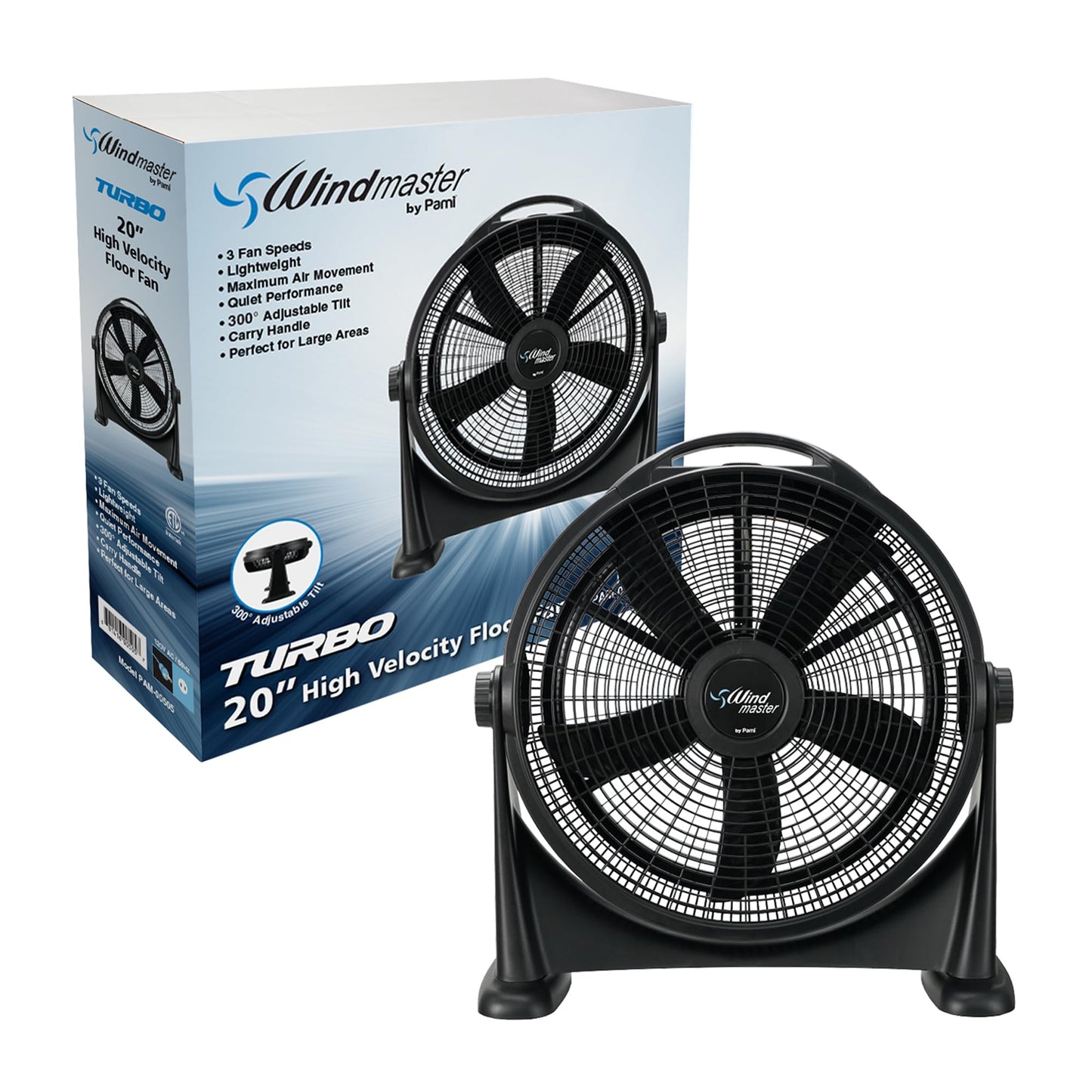 20” High Velocity Floor Fan Turbo 3 Speed Portable