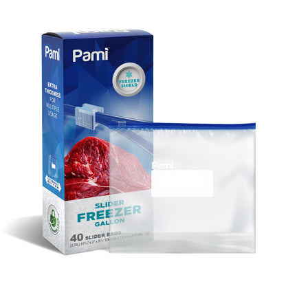 Gallon Size Freezer Slider Bags - Pack of 40, Expandable Bottom