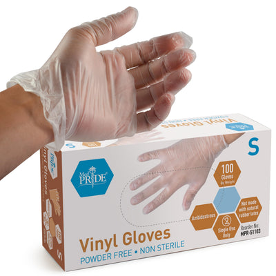 4.3 mil Vinyl Gloves, 100 ct,  Powder-Free, Non-Sterile, Heavy Duty
