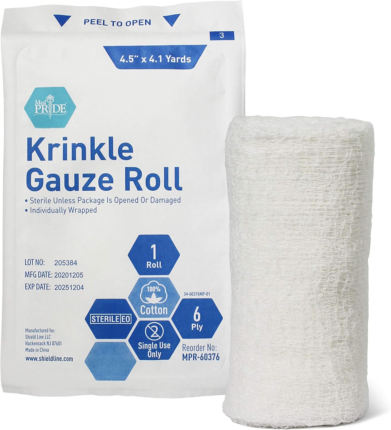 Sterile Krinkle Gauze Rolls – 6-Ply Absorbent Wound Dressing