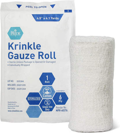 Sterile Krinkle Gauze Rolls – 6-Ply Absorbent Wound Dressing