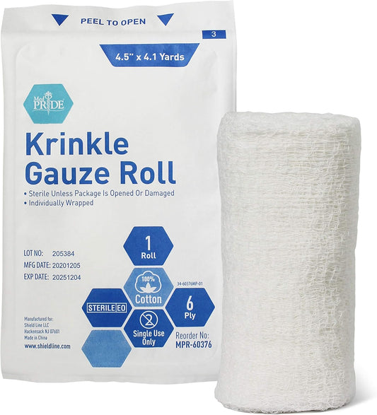 Sterile Krinkle Gauze Rolls – 6-Ply Absorbent Wound Dressing